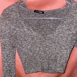 Fashion Nova Heather Gray Zip-Up Sweater